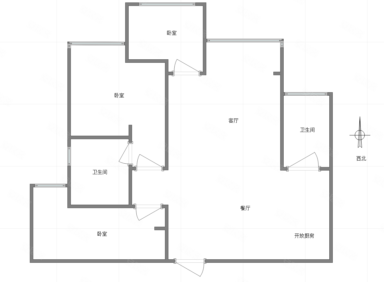 重庆-渝北-北环-约克郡壹號湖畔3室2厅2卫98㎡