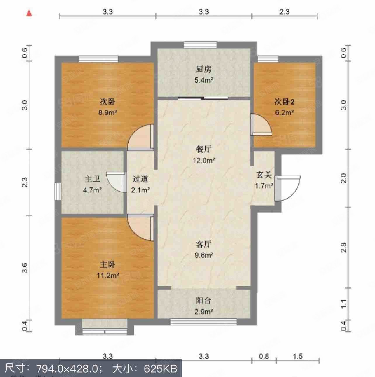 天津-西青-大寺-远洋万和城3室2厅1卫96㎡