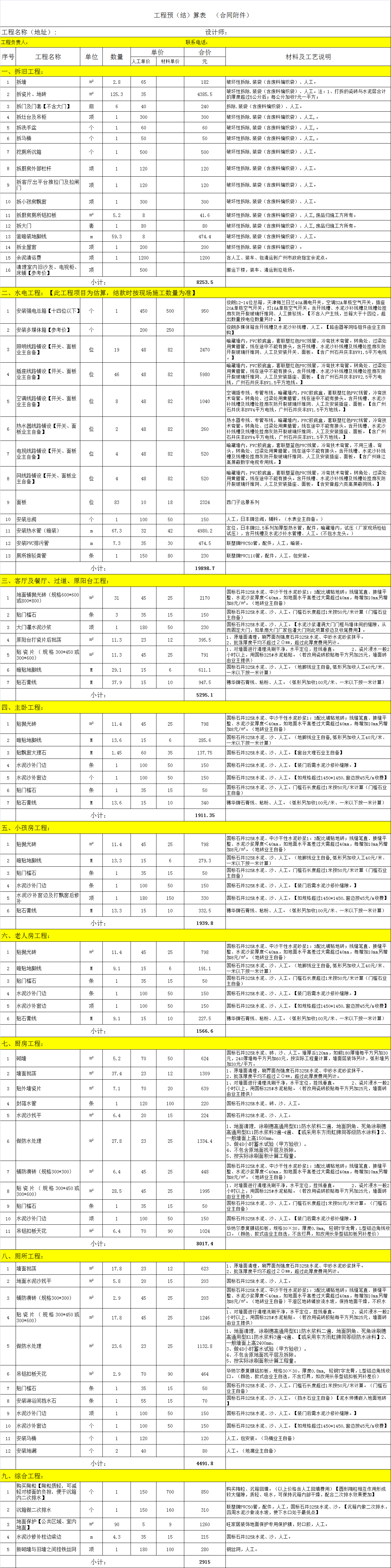 广州二手房装修报价单曝光，来看看装修需要花多少钱