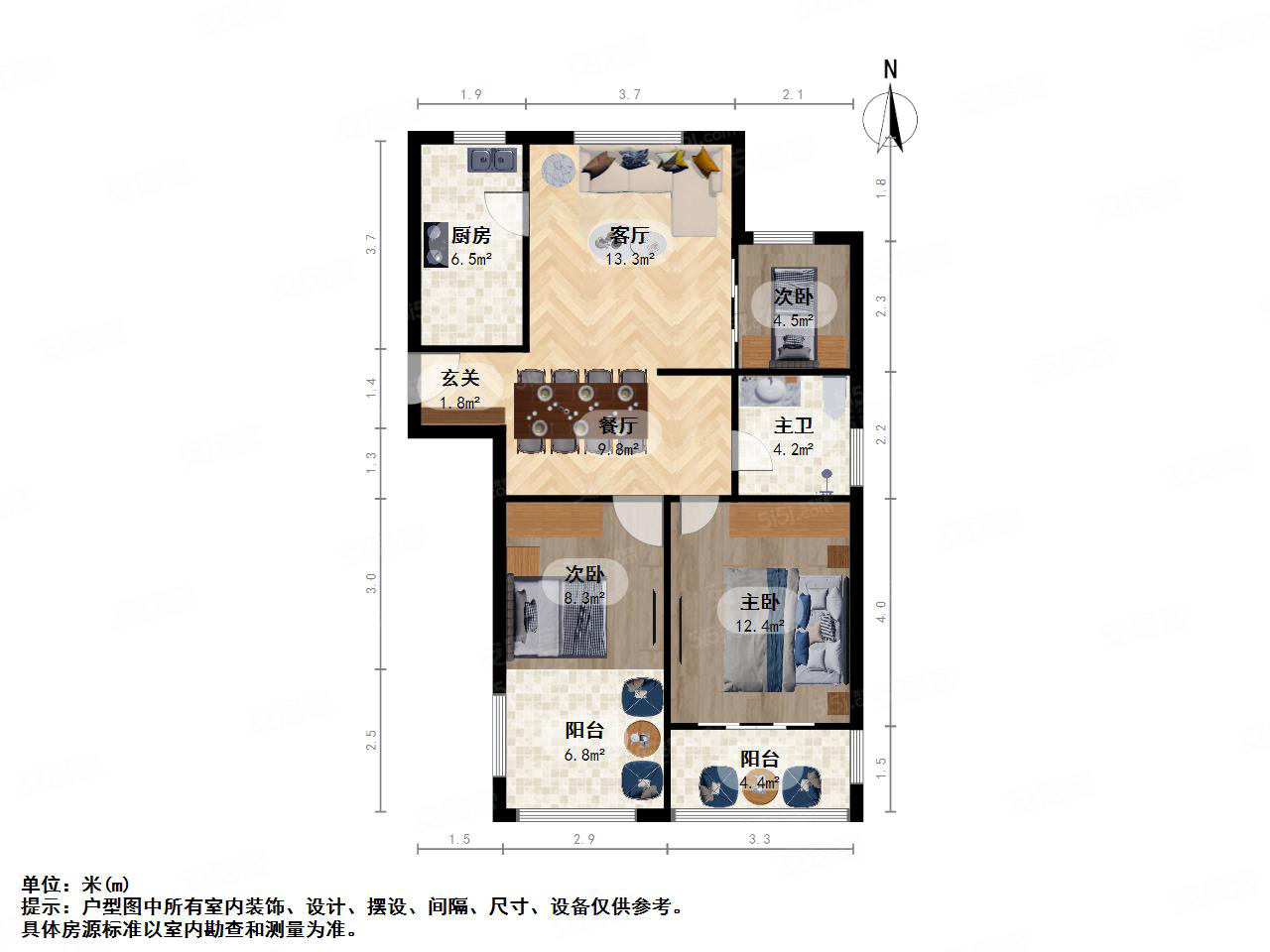 杭州-滨江-白马湖-保亿风景蝶院观园3室2厅1卫87.06㎡