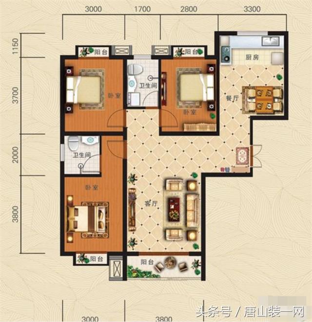 唐山龙泽国际三室两厅110平米后现代风格装修案例效果 对家独特的企盼 大包10万的装修帮你解决