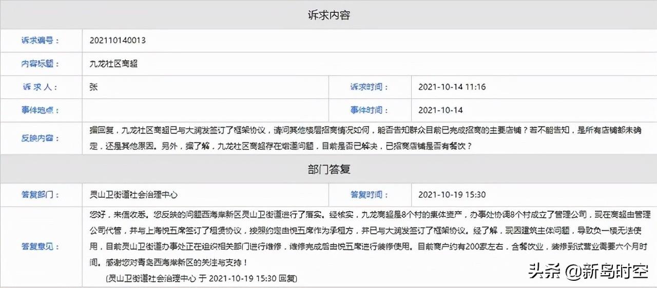 西海岸新区大润发商超：超200家商户，装修试营业预计六个月时间