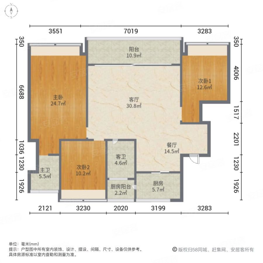 台州-椒江-白云-朗成江南墅3室2厅2卫137.39㎡