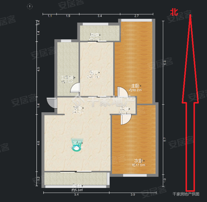 唐山-路北-百货大楼-郭大里建科楼2室2厅1卫110㎡