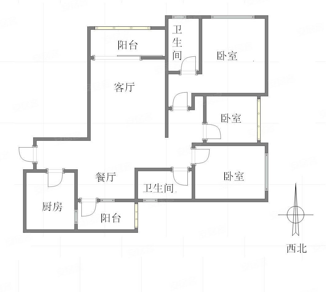 重庆-渝北-北环-约克郡壹號湖畔3室2厅2卫113.82㎡