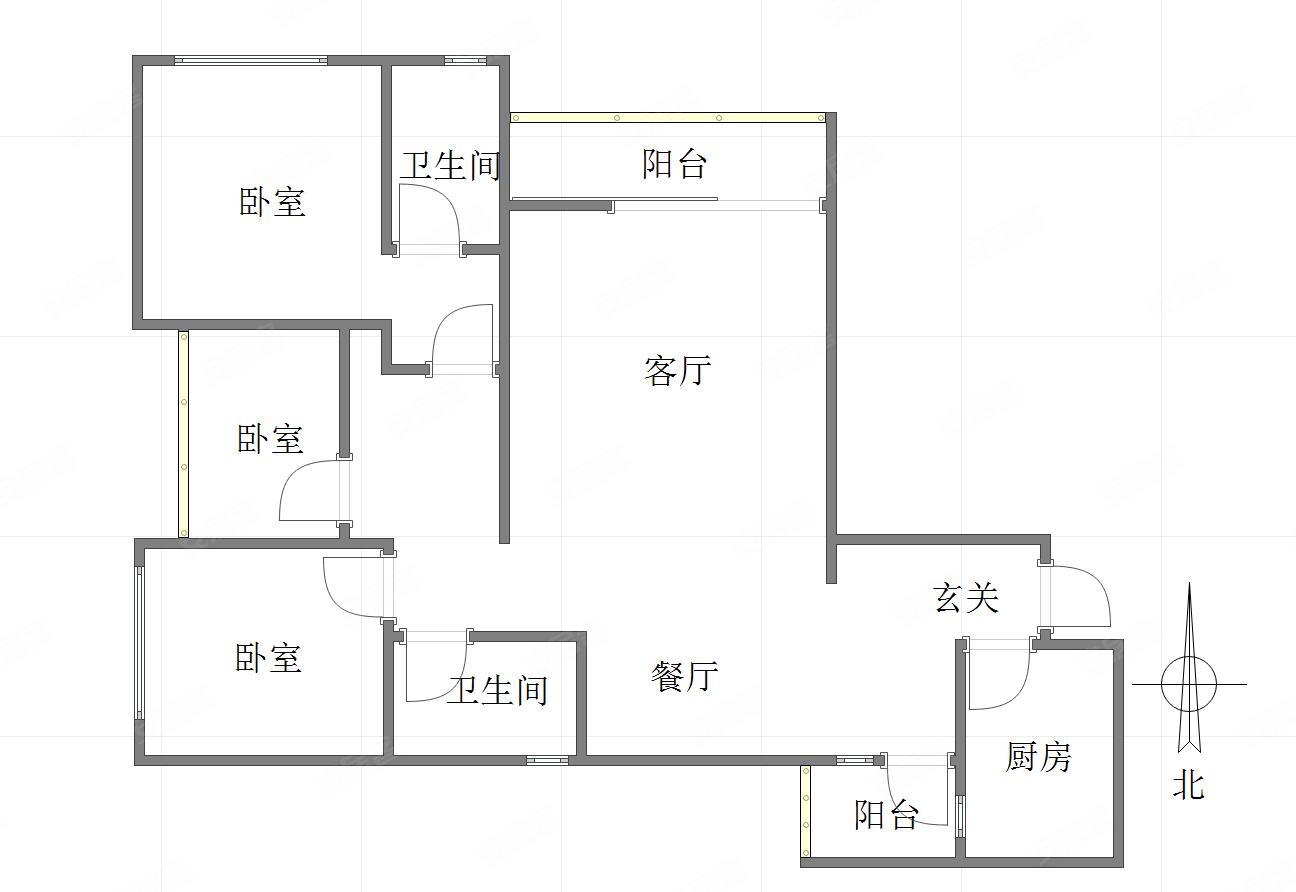 重庆-渝北-北环-约克郡壹號湖畔3室2厅2卫95㎡