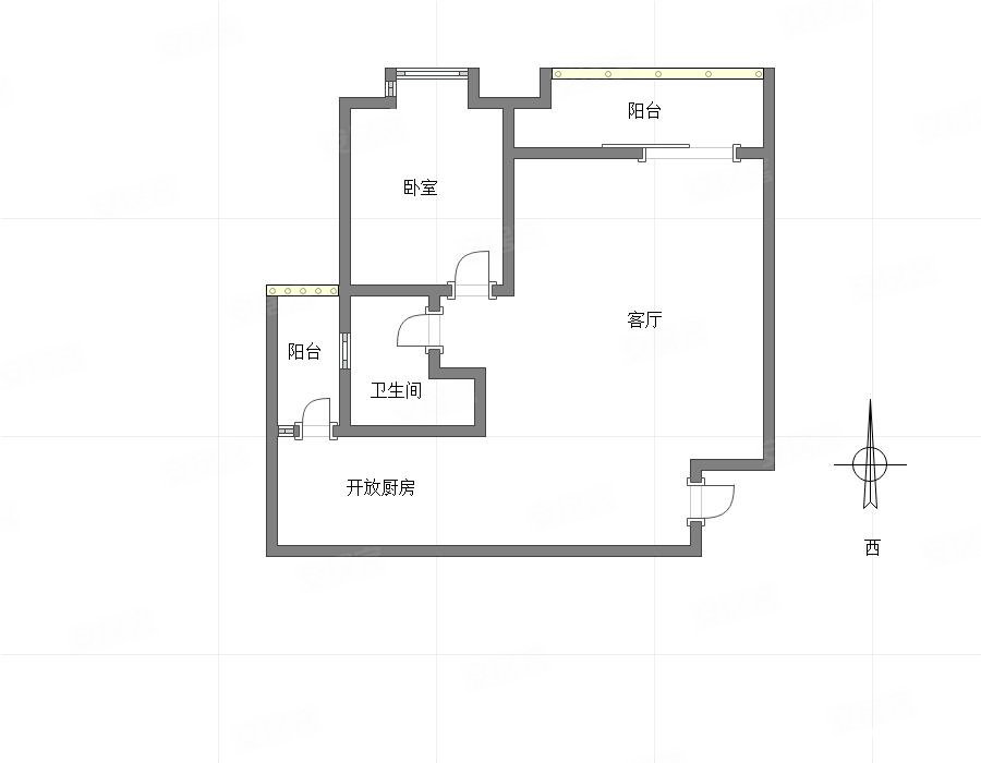 重庆-渝北-北环-财富中心国际公寓(C区)1室1厅1卫79.29㎡