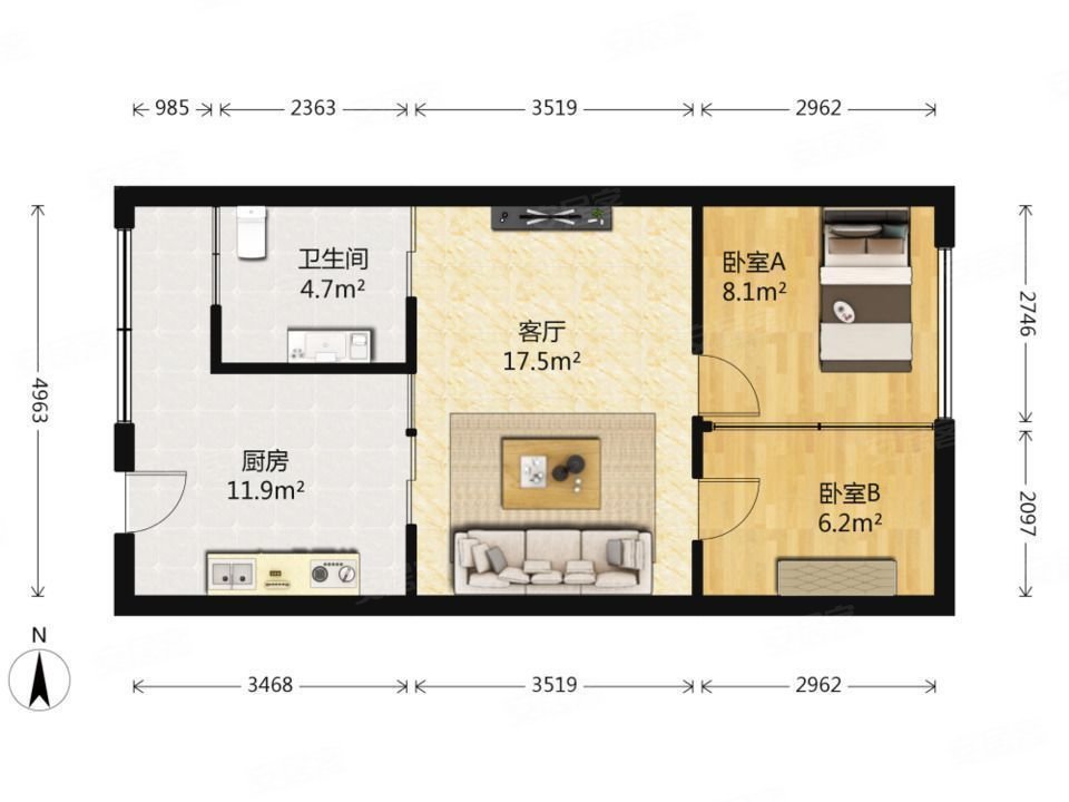 南京-江宁-百家湖-瑞鸿名邸2室2厅1卫62.45㎡