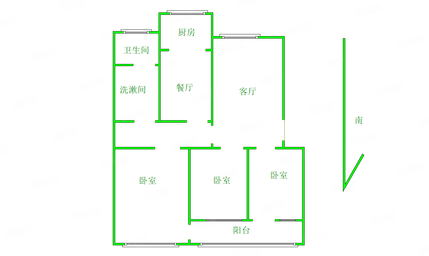 洛阳-涧西-广州市场-警官公寓(涧西)3室2厅1卫118㎡