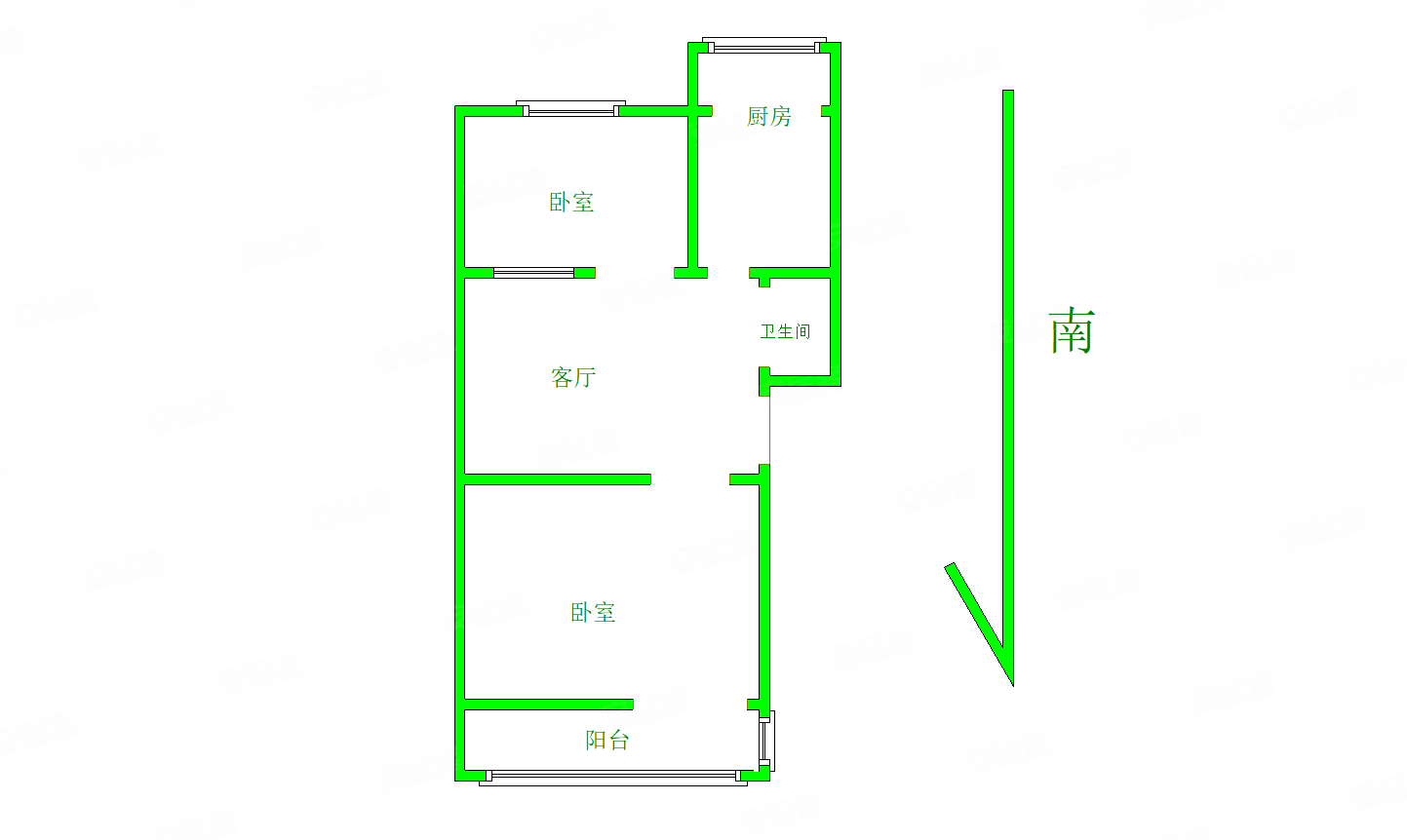 洛阳-涧西-广州市场-河柴01号小区2室1厅1卫61㎡