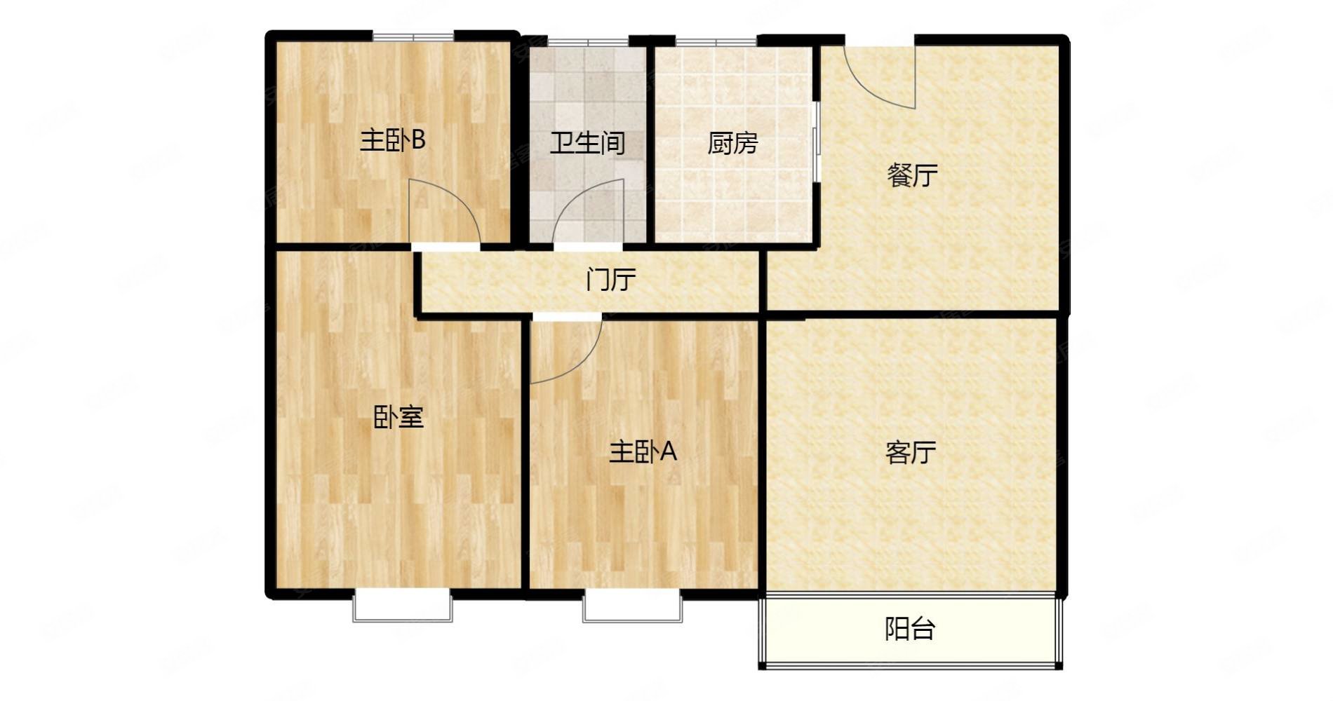 淮北-相山-安邦财富中心-华松兰墅颐景3室2厅1卫96㎡