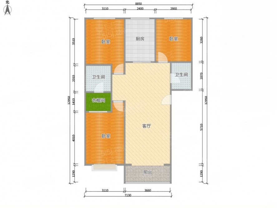 太原-小店-北营-竞杰常青藤3室2厅2卫129.99㎡