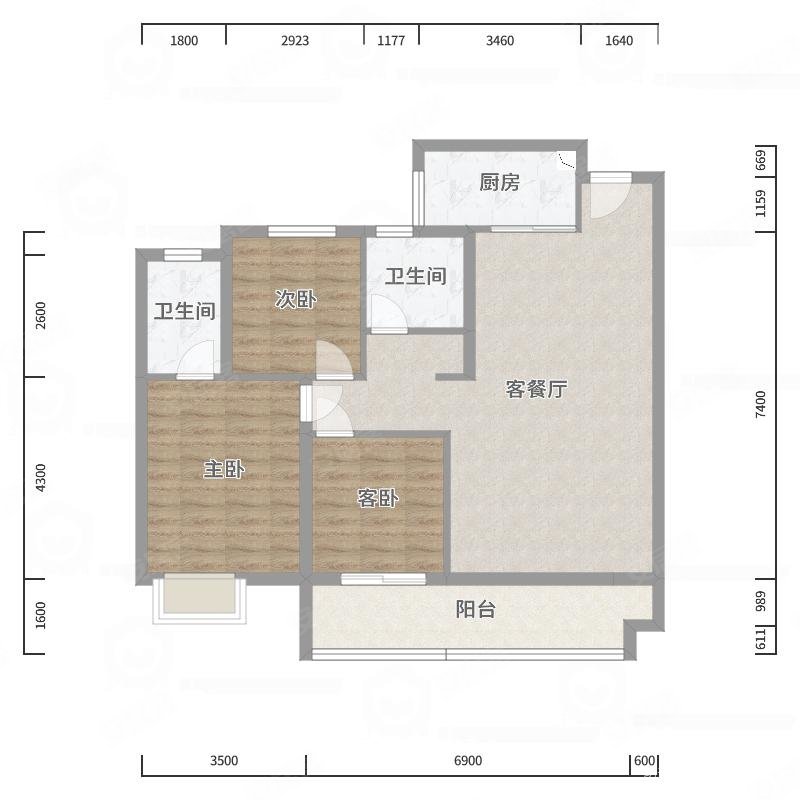 黄冈-麻城-将军路-天盛学府城3室2厅2卫113㎡