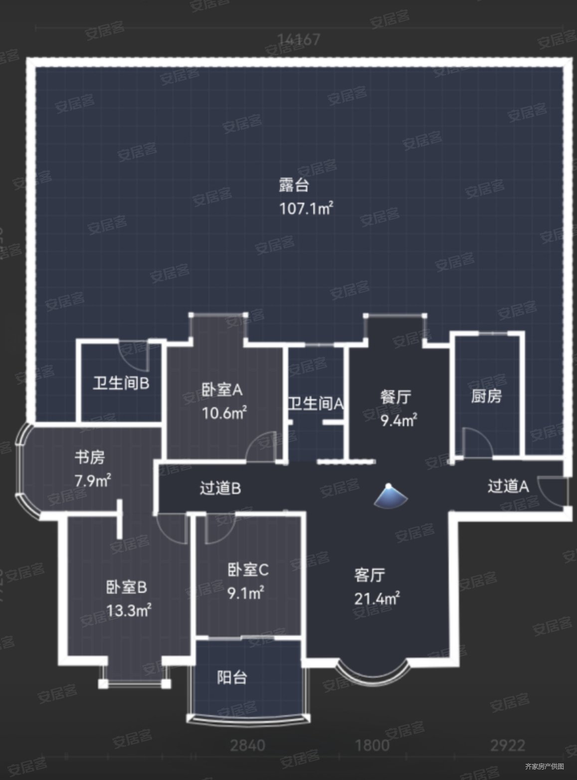 南昌-红谷滩-翠苑路-洪城比华利3室2厅2卫135.64㎡