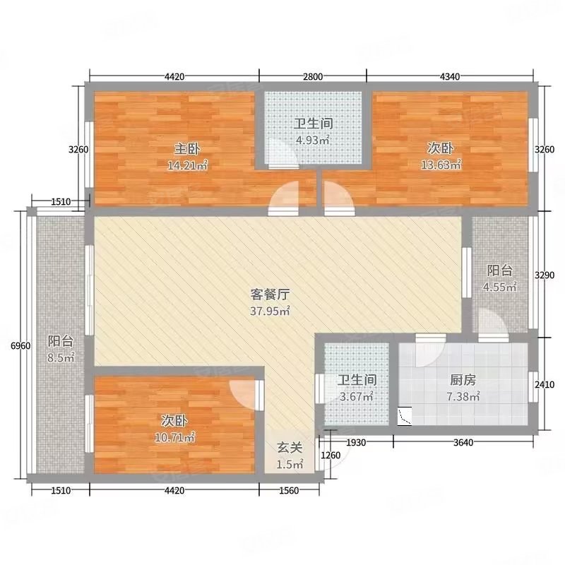 西宁-城东-八一路-美地大厦3室2厅2卫138.47㎡