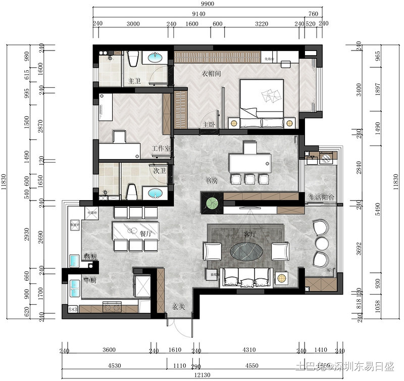 135m²现代简约风格设计