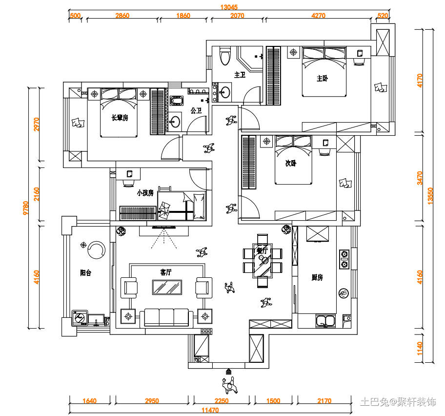 135m²毛坯房—改造中式之家