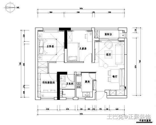 95㎡三居室现代简约风