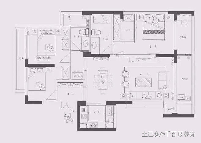 127平法式轻奢风设计