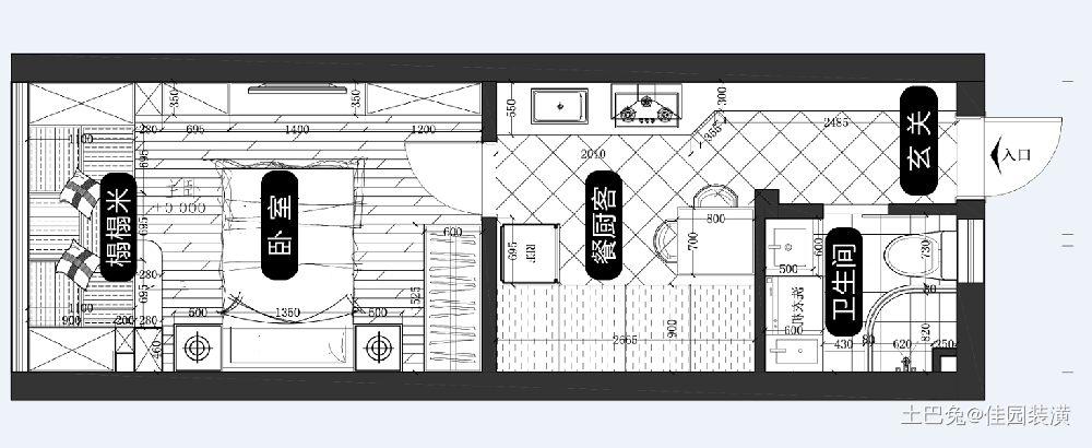 27㎡小户型，一房三用，餐客厨一体化