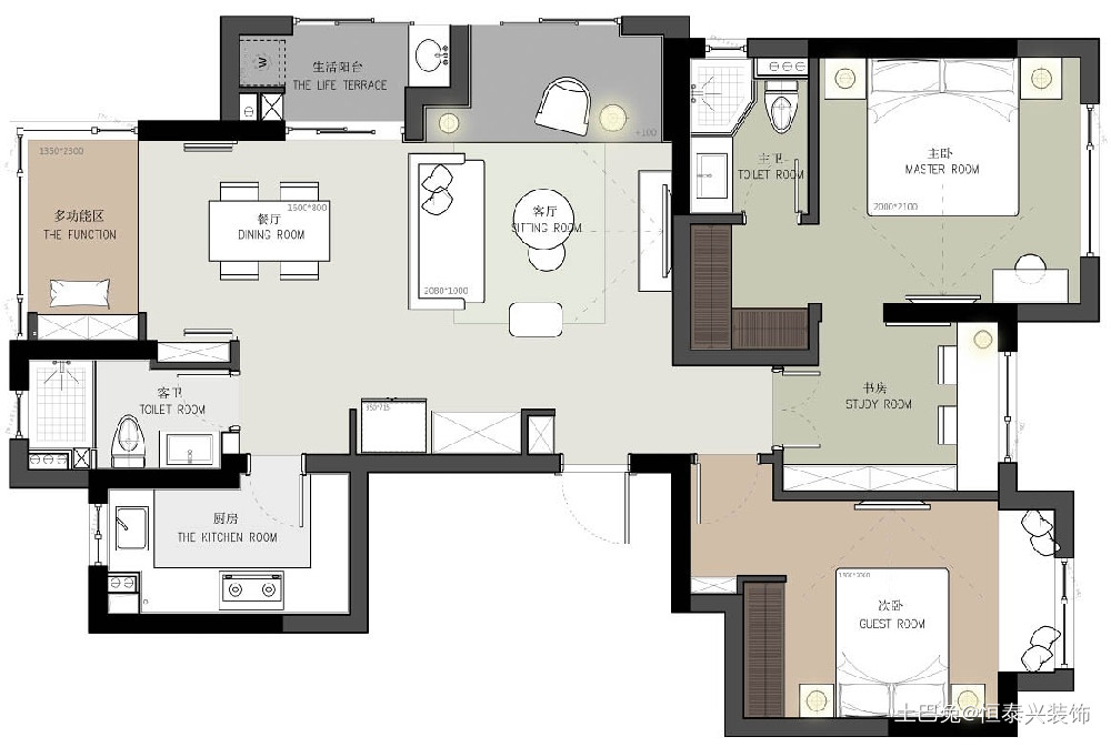 110m²温馨而生机勃勃的山谷