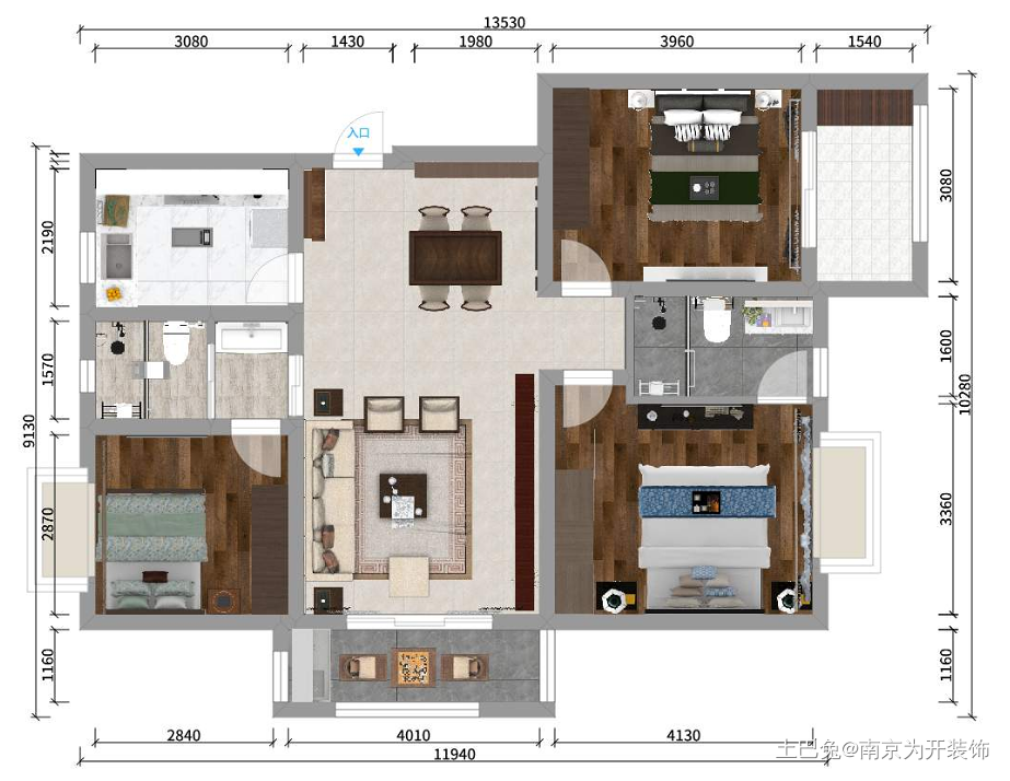 中交锦兰荟-104m²中式风格