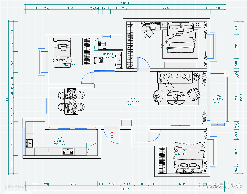 100m²现代简约三室