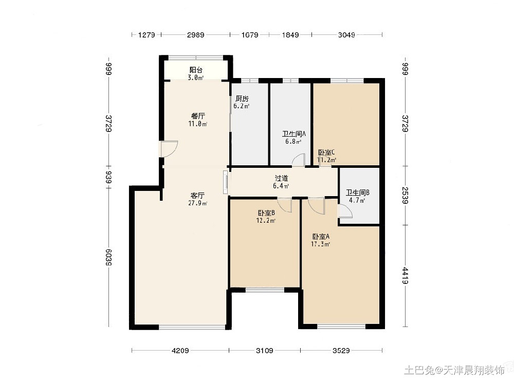 西青松江新城110平三居室