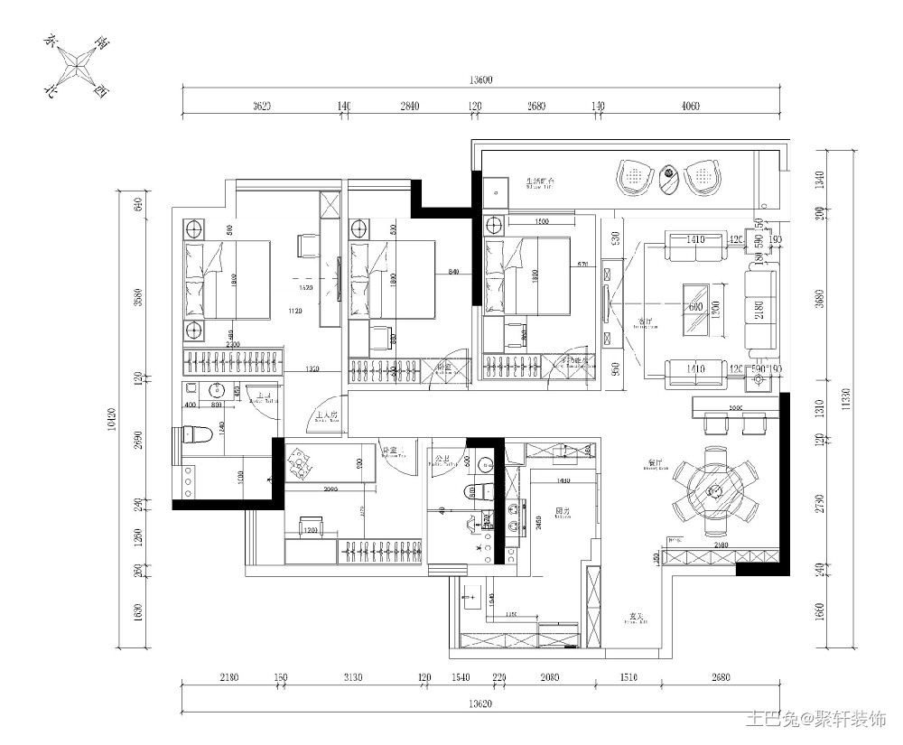 145m²三代同堂的现代温馨家