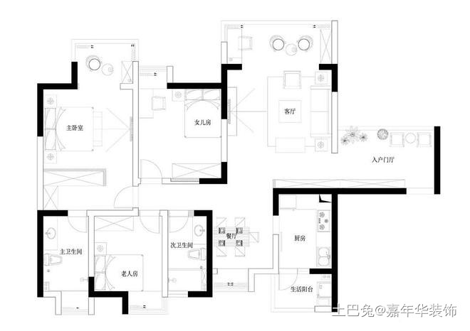 颐和山庄120方 现代北欧风格