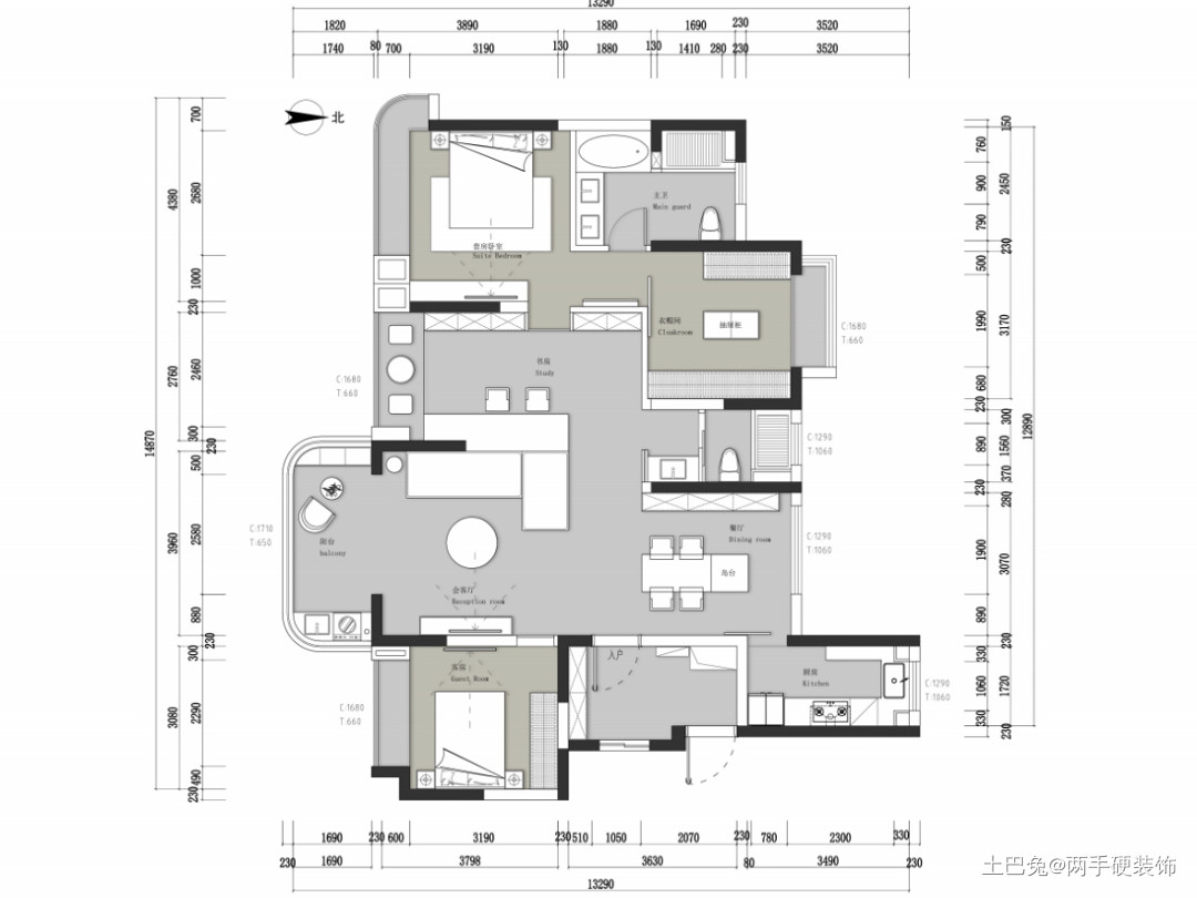 160m²四居室，微水泥效果好又实用