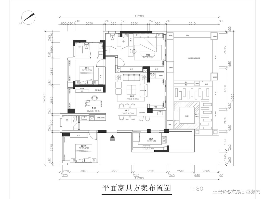 143平四居新中式风格装修设计效果图