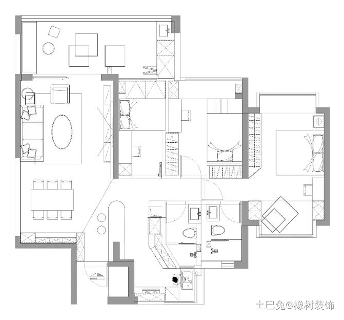 125㎡开放式中西分厨打造半甜奶油风