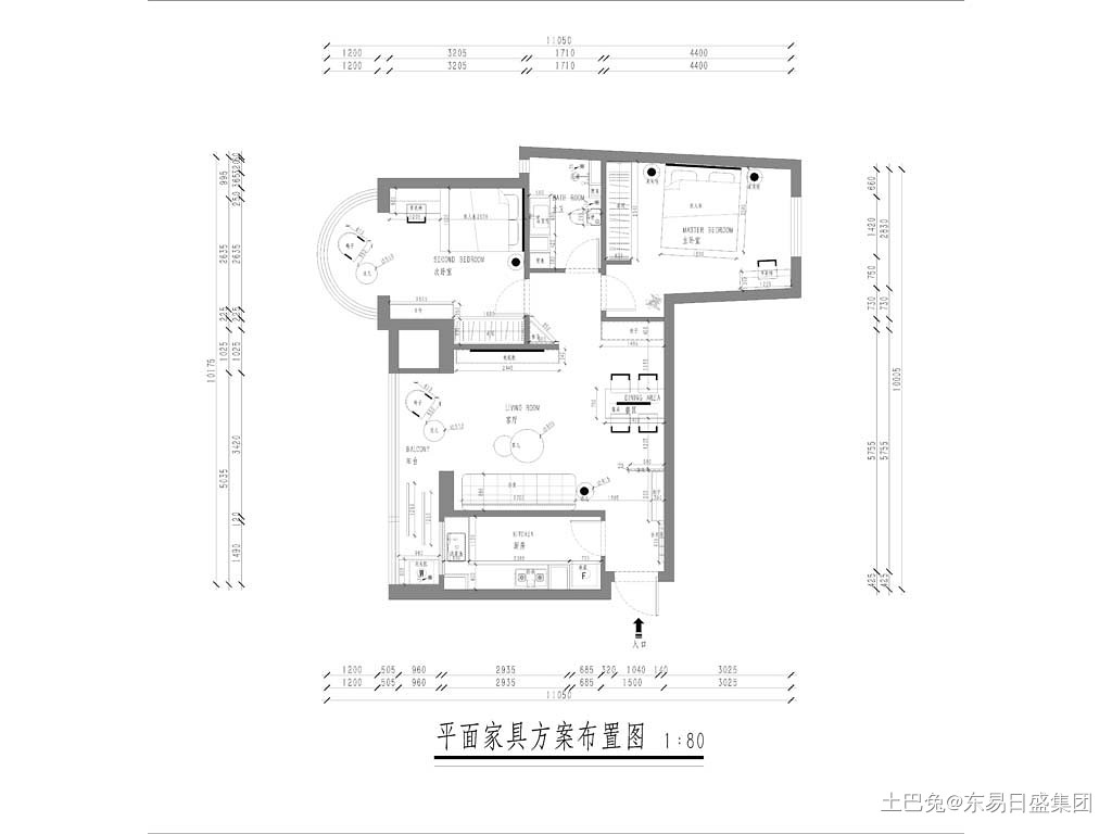 三环新城 90平米两室一厅 新中式风